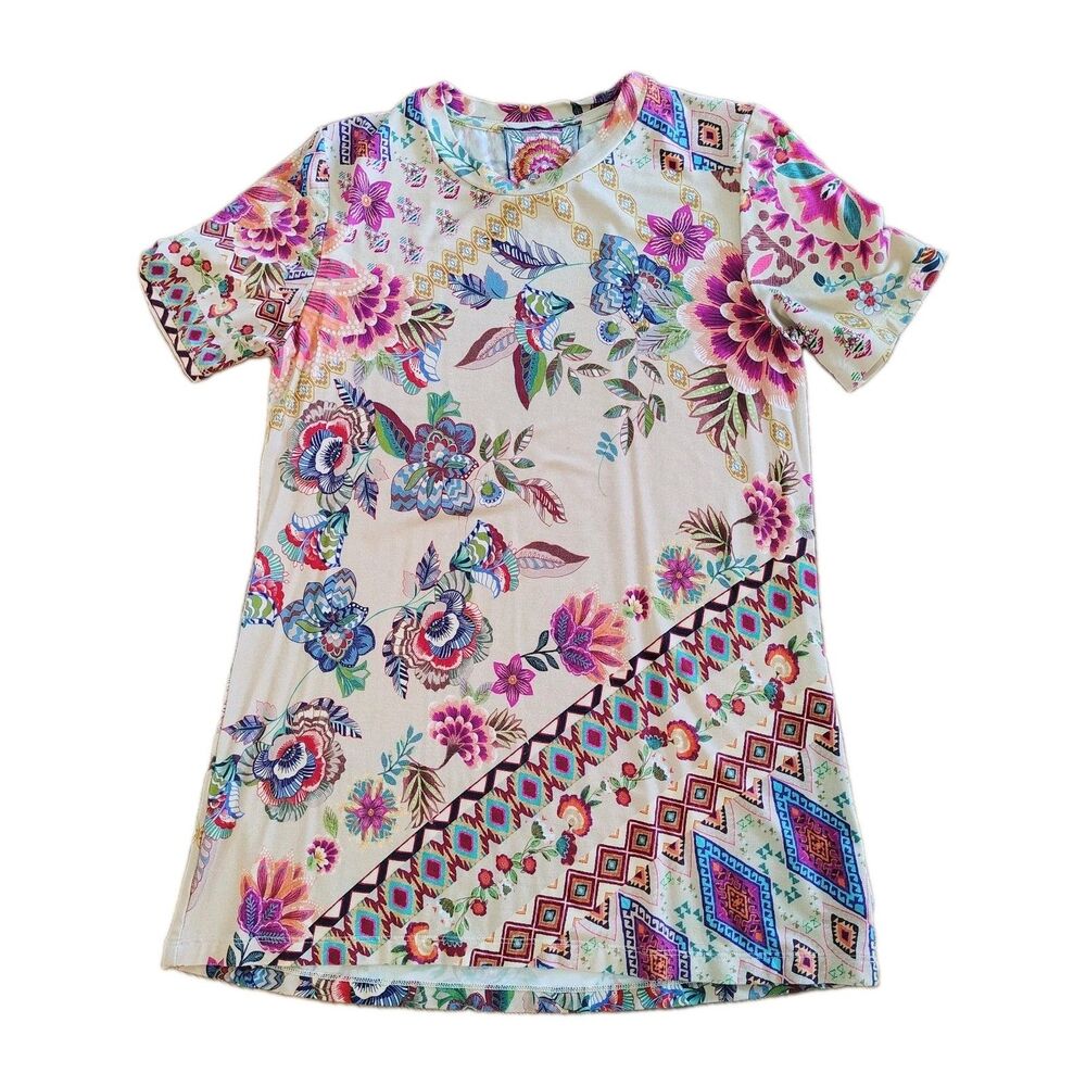 Johnny Was Zakis Top XS Boho Floral Paisley Art to Wear Multicolor Artsy Soft